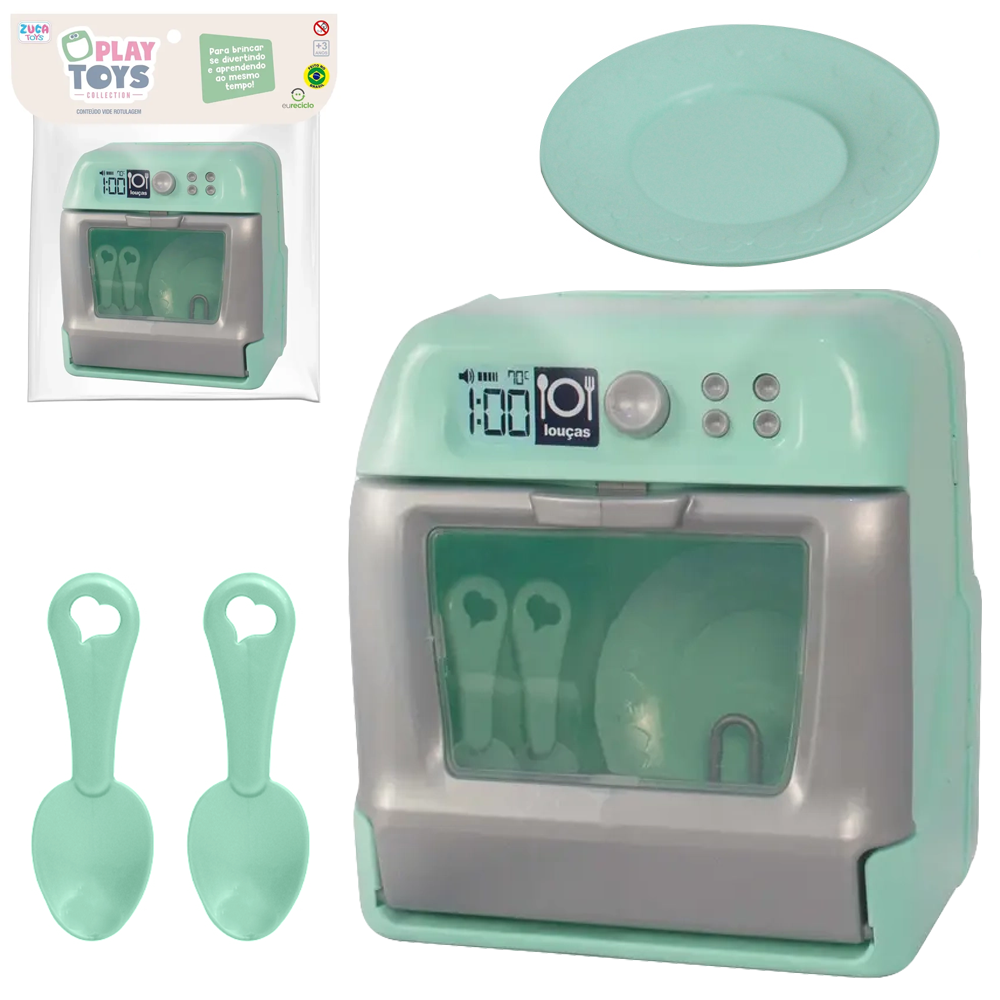 KIT COZINHA INFANTIL COM LAVA LOUCAS + COPO E ACESSORIOS VINTAGE PLAY TOYS COLLECTION 6 PECAS