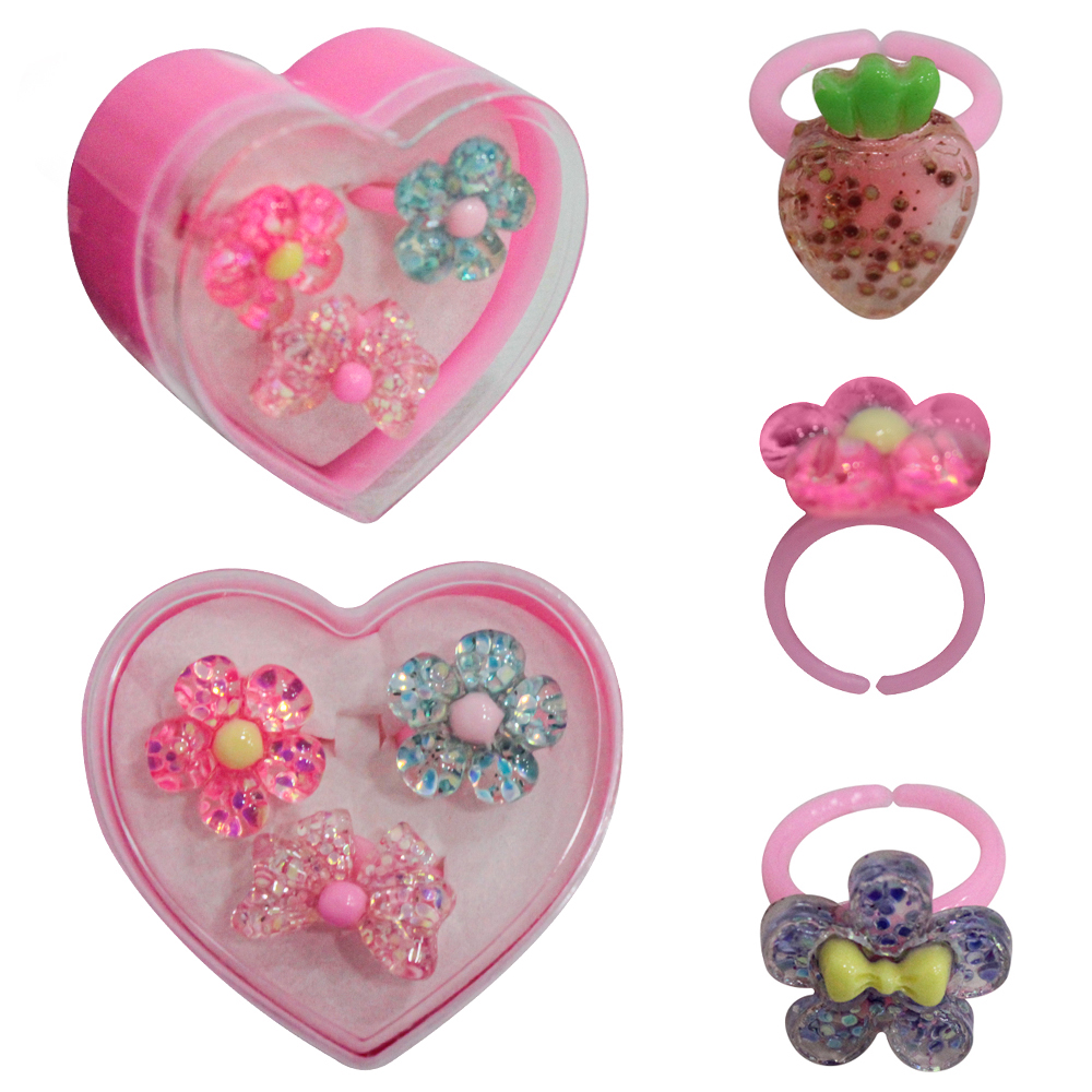 KIT BELEZA INFANTIL COM ANEL COM 3 PECAS NO ESTOJO CORACAO 5,5X3CM