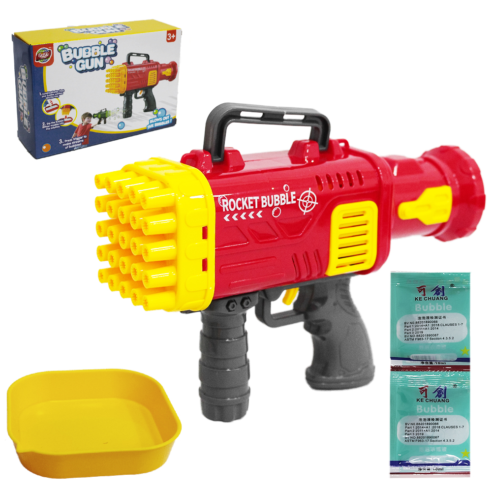 LANCA BOLHA DE SABAO BUBBLE GUN COM 25 FUROS + 2 REFIS A PILHA