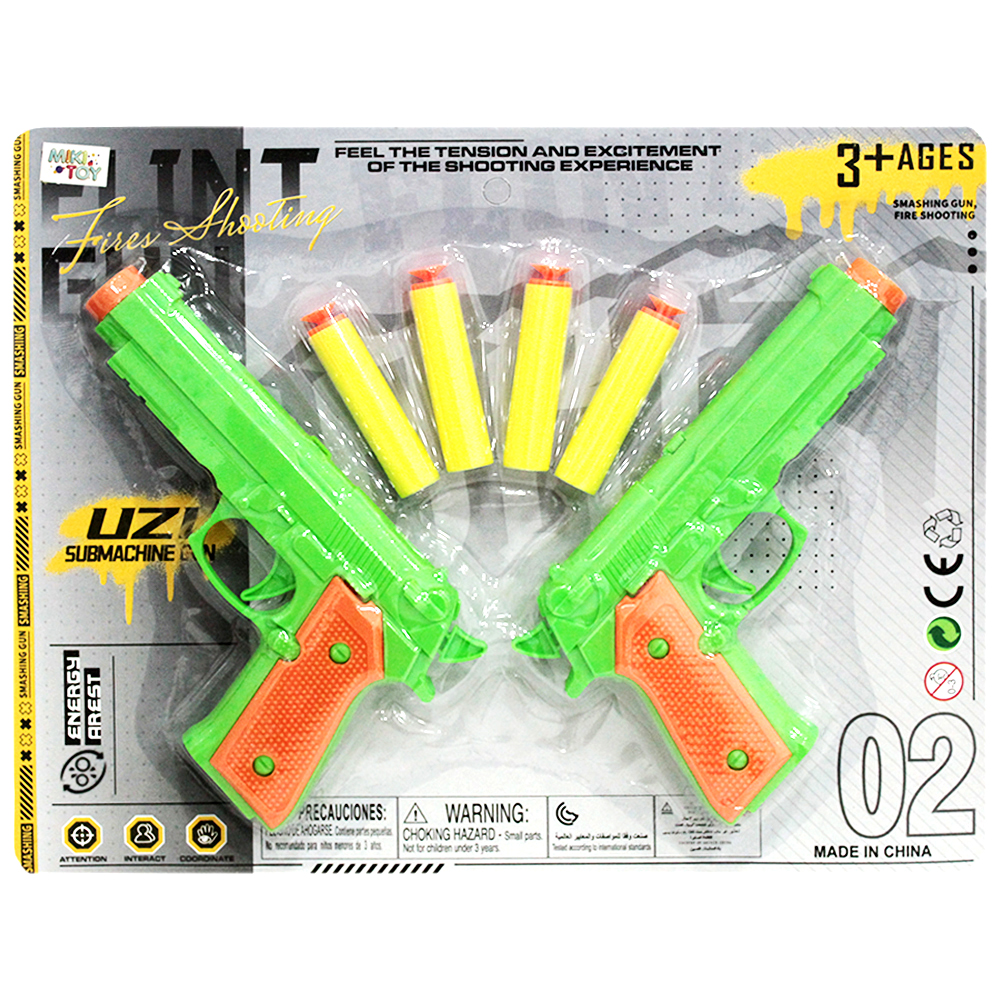 PISTOLA / REVOLVER LANCA DARDO ESPUMA / VENTOSA DUPLA COM 4 DARDOS