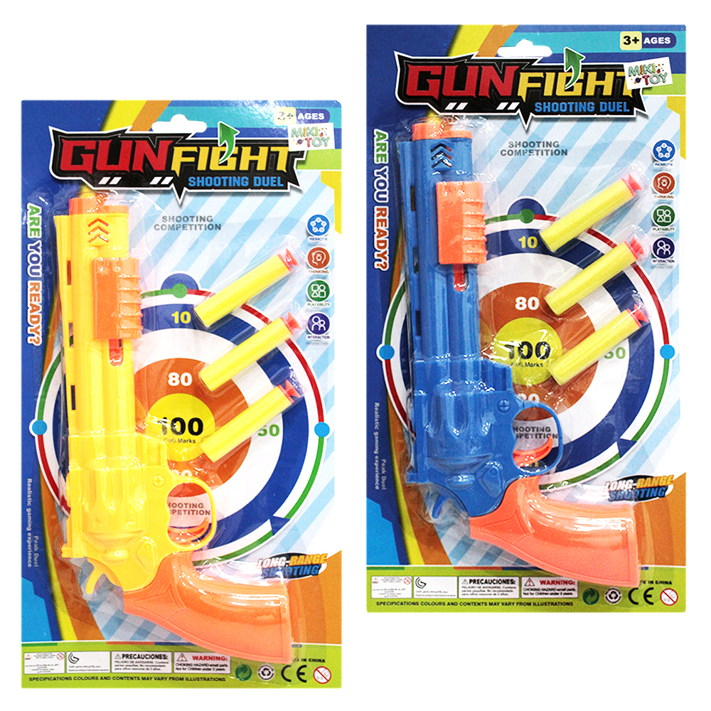 PISTOLA / REVOLVER LANCA DARDO ESPUMA / VENTOSA COM 3 DARDOS GUN FIGHT SHOOTING