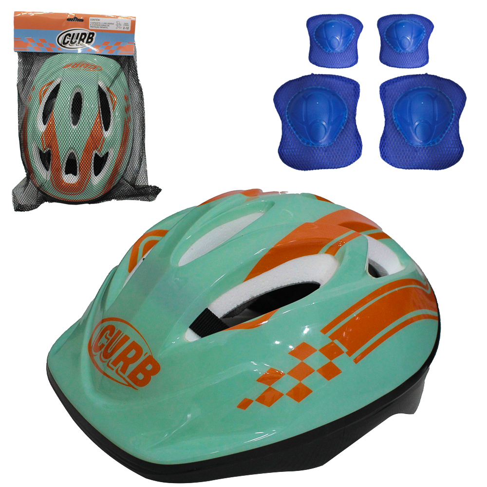 KIT PROTECAO INFANTIL CORRIDA COM CAPACETE + 2 COTOVELEIRAS + JOELHEIRAS