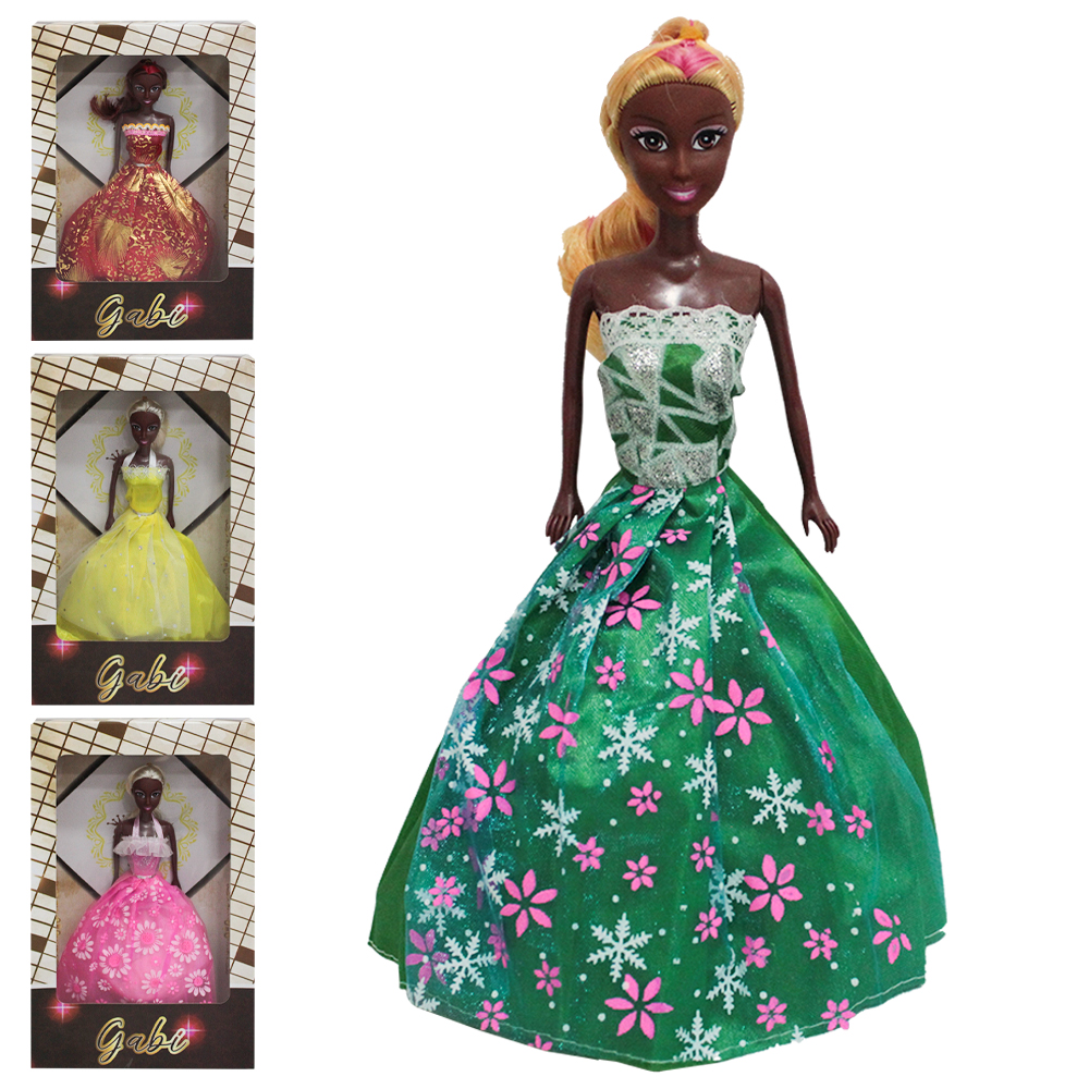 BONECA GABI NEGRA COM VESTIDO