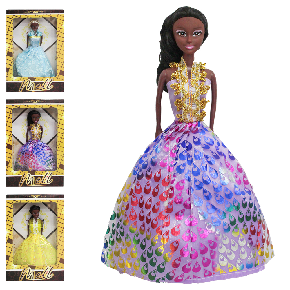 BONECA MELL NEGRA COM VESTIDO