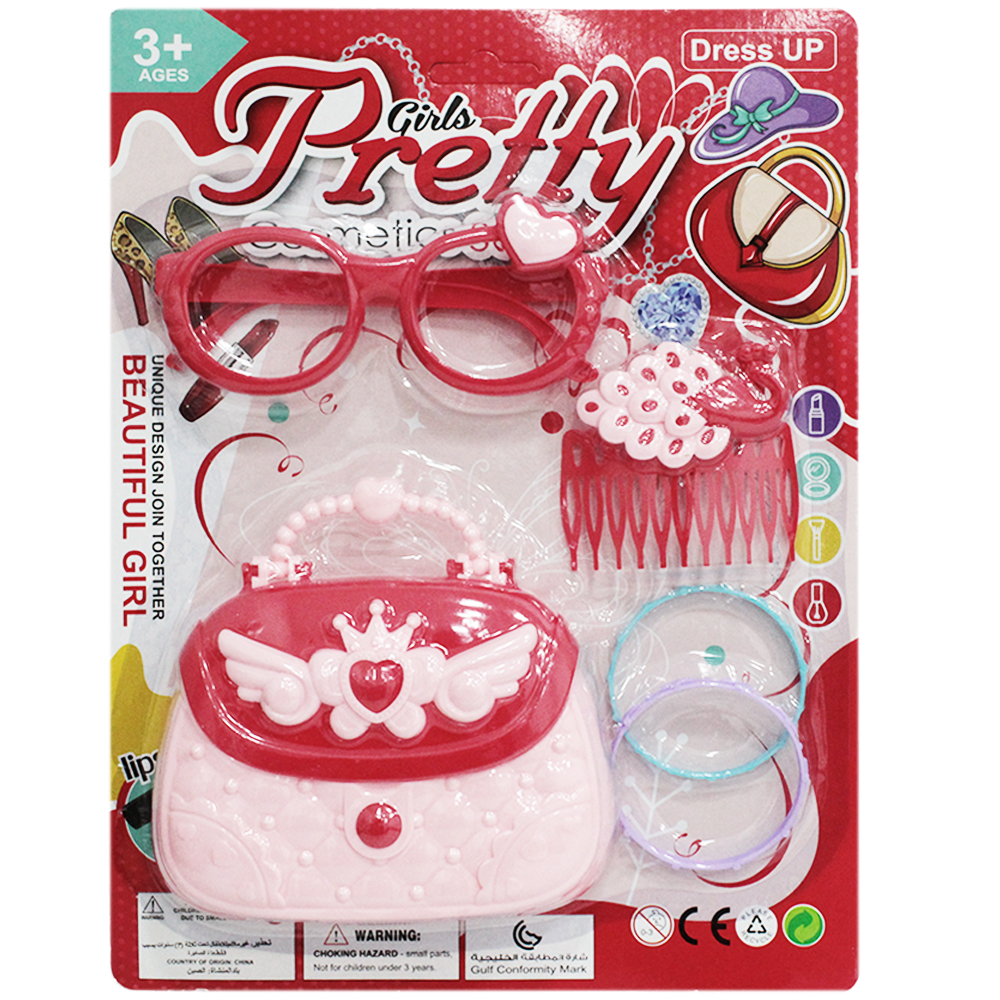 KIT BELEZA INFANTIL COM BOLSA + OCULOS E ACESSORIOS GIRLS PRETTY 5 PECAS