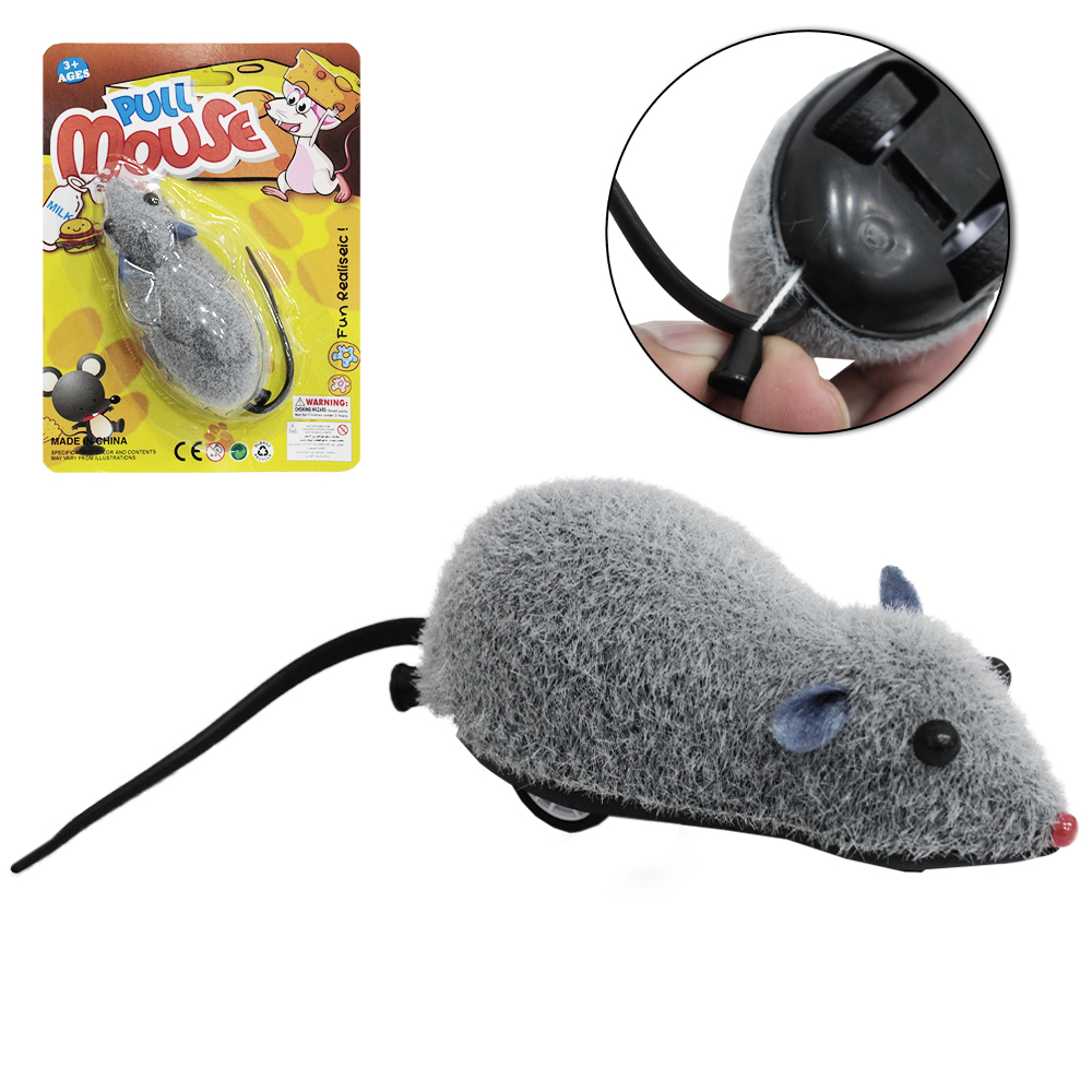 RATO DE PLASTICO A CORDA PULL MOUSE 10,5X4,5X4CM