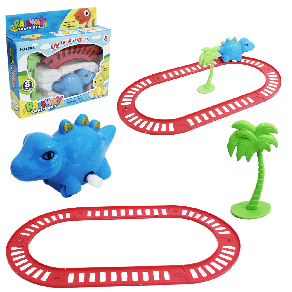 TREM LOCOMOTIVA DINOSSAURO COM TRILHO A CORDA MINI TRAIN PLAY SET 8 PECAS