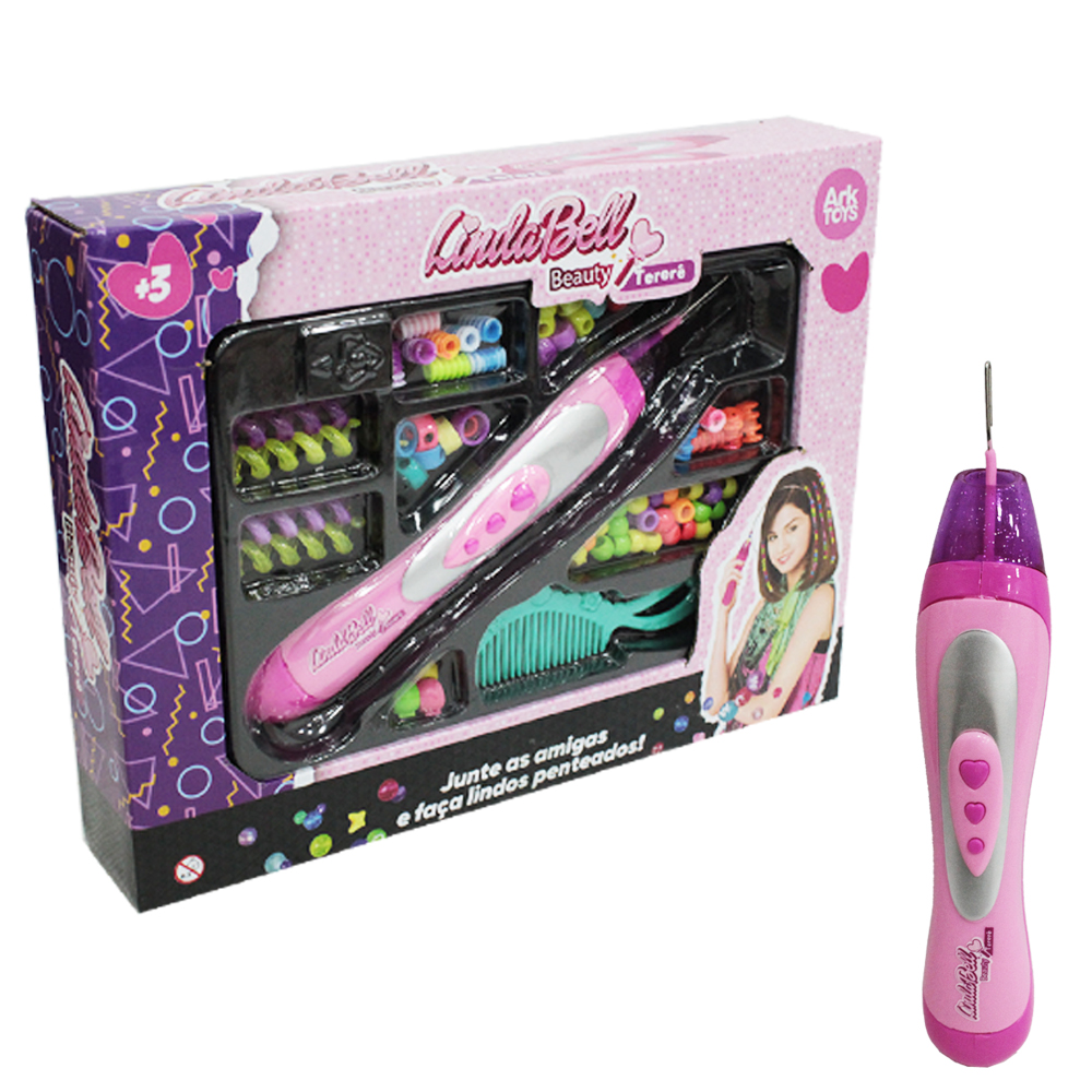 KIT BELEZA / BIJUTERIA INFANTIL COM MICANGAS + APLICADOR E ACESSORIOS LINDA BELL BEAUTY TERERE