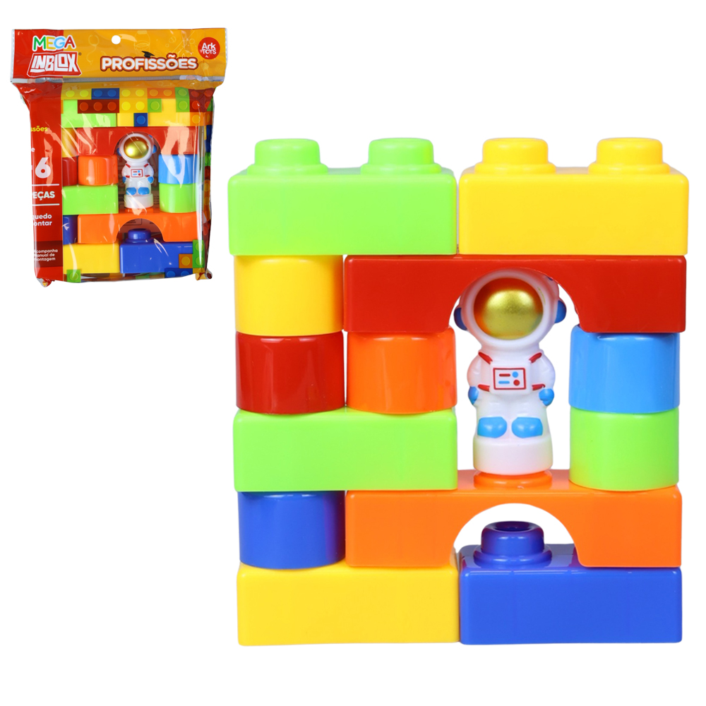 BLOCOS DE MONTAR BLOCKS PROFISSOES COM BONECO 14 PECAS