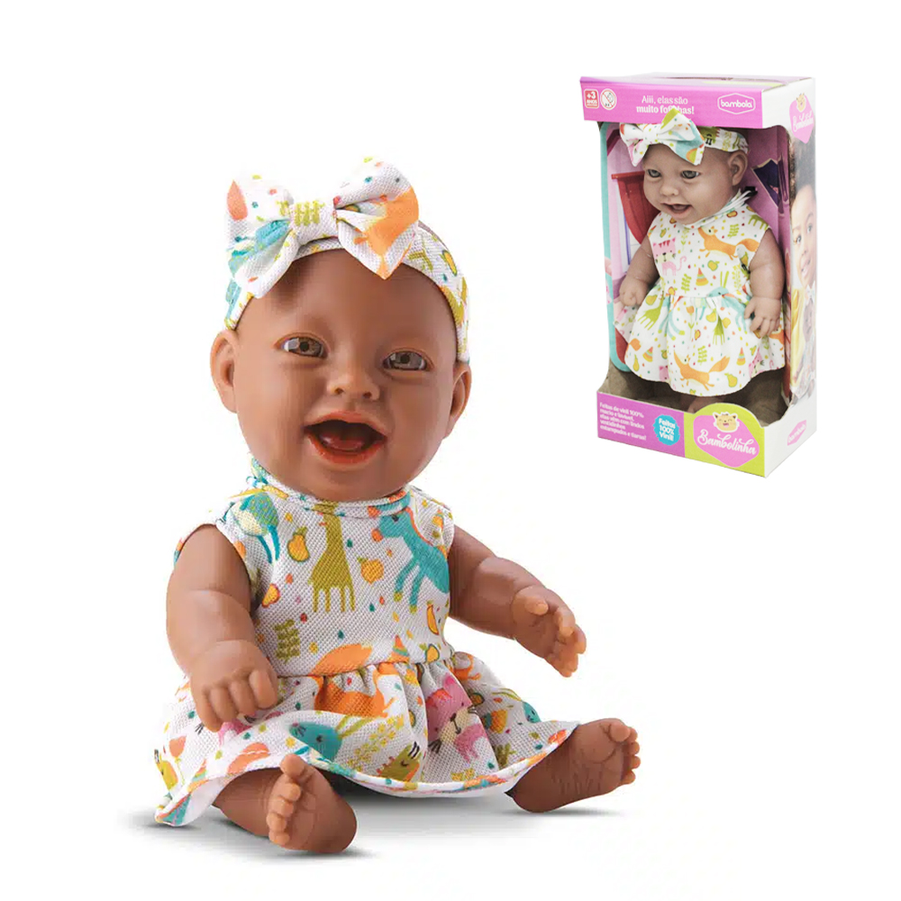 BONECA BAMBOLINHA NEGRA COM LACO