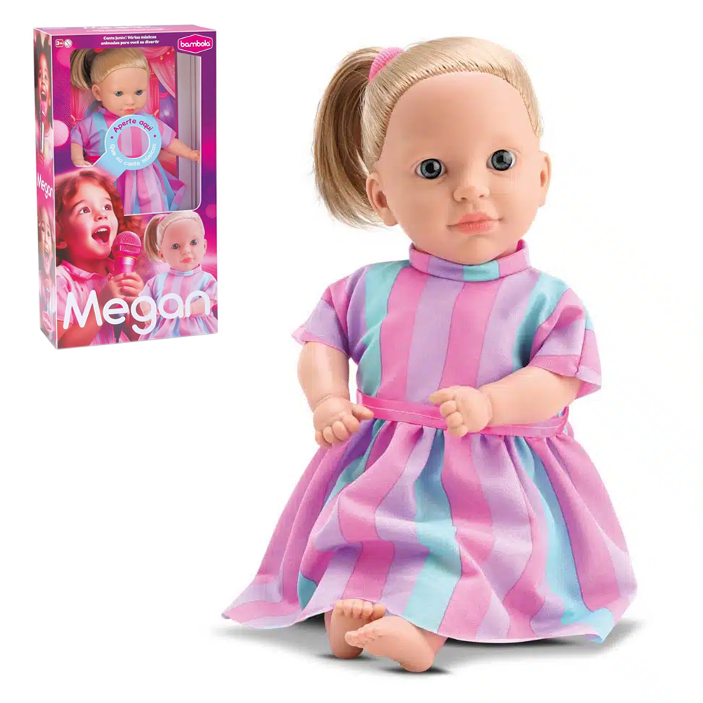 BAMBOLA MEGAN CANTIGAS COM JOGO DA MEMORIA 10 PECAS 