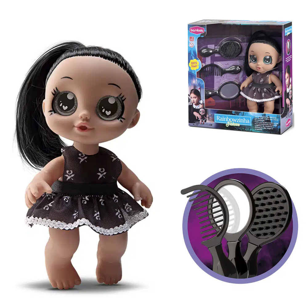 BONECA RAINBOWZINHA FASHION COM ESCOVA + PENTE E ESPELHO