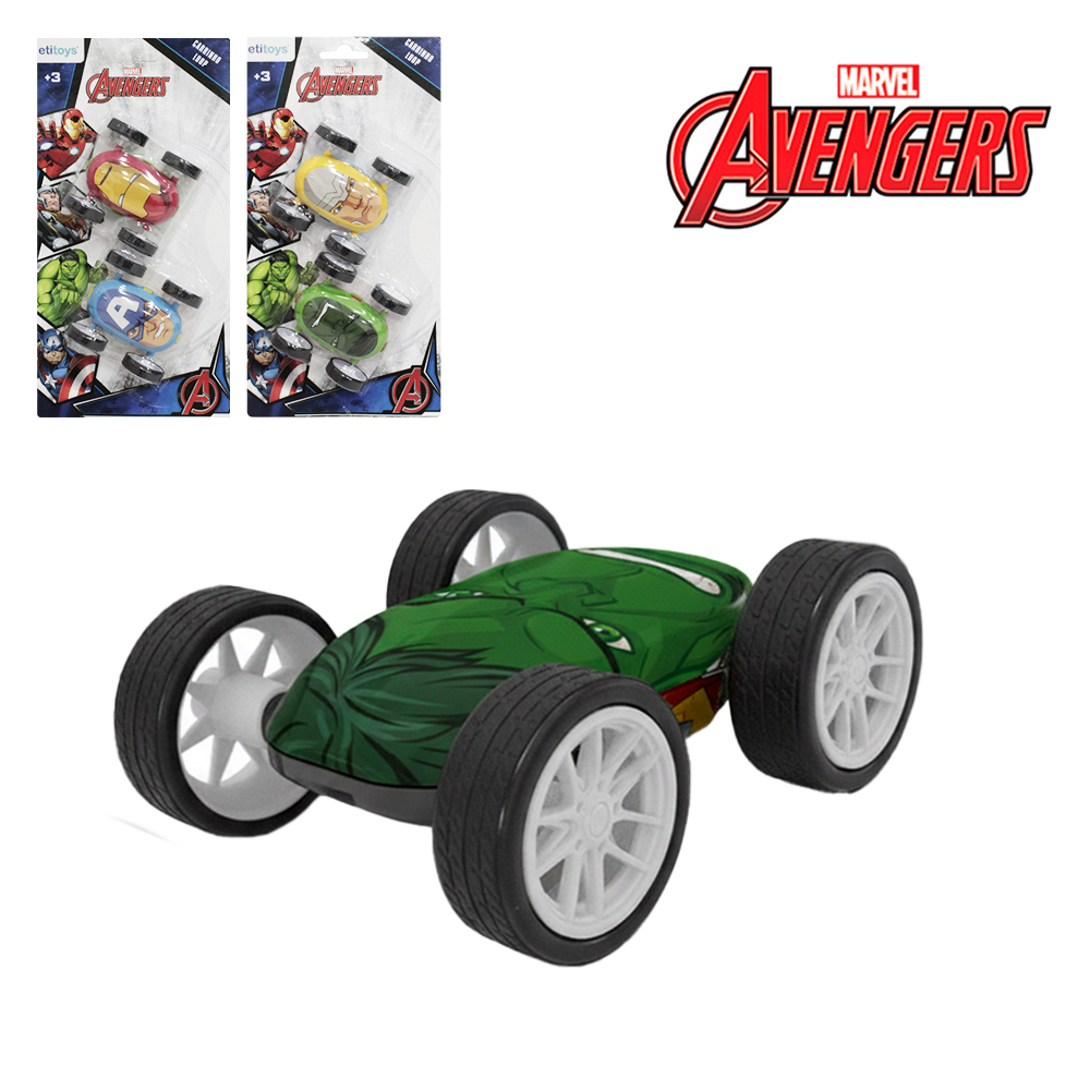 VINGADORES / AVENGERS CARRO MALUCO CAMBALHOTA A FRICCAO DUPLA FACE COM 2 PECAS 6,5X6,3X2,5CM 