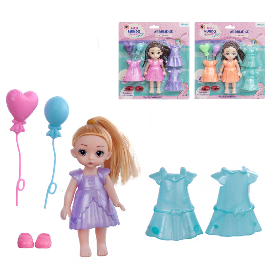 BONECA ARRUME-SE COM GIGI TROCA ROUPA DE PLASTICO COM BALAO + SAPATO