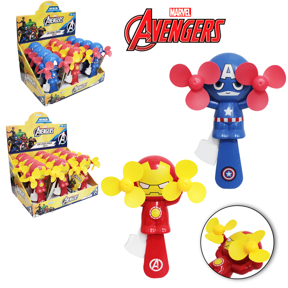 VINGADORES / AVENGERS MINI VENTILADOR DUPLO INFANTIL DE MAO A FRICCAO DP PLAY 