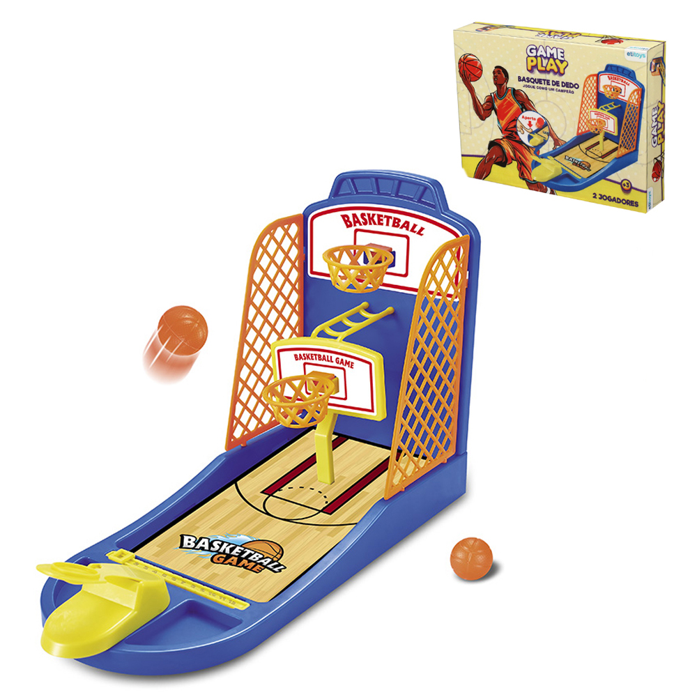 JOGO BASQUETE DE DEDO GAME PLAY COM LANCADOR + CESTA E ACESSORIOS 16 PECAS 