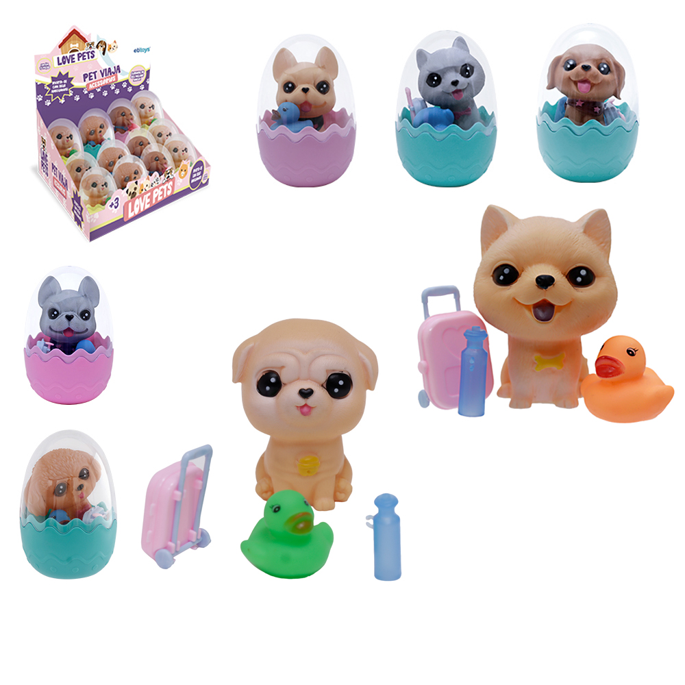 KIT PET COM CACHORRO + PATO E ACESSORIOS LOVE PETS PET VIAJA 4 PECAS NA CAPSULA DP PLAY 