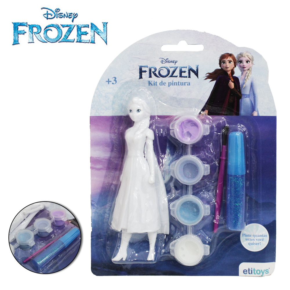 FROZEN BONECA PARA PINTURA COM 4 TINTAS + PINCEL E TUBO GLITTER