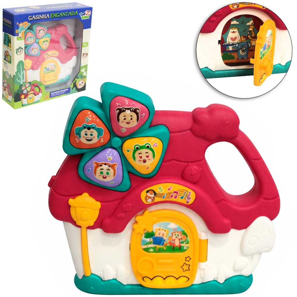 TECLADO / PIANO MUSICAL INFANTIL CASINHA ENCANTADA COM LUZ TOP KIDS A PILHA