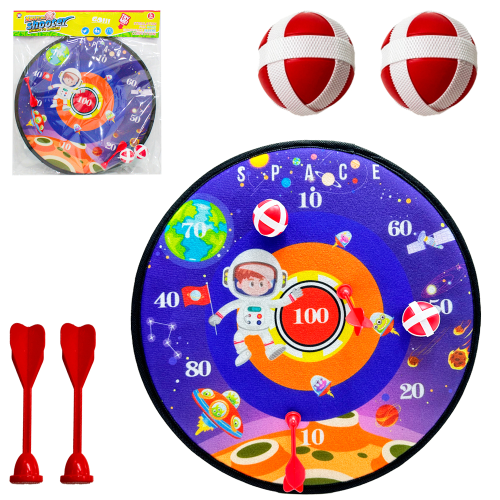 JOGO DE DARDOS COM 2 DARDOS + 2 BOLINHA DE VELCRO + ALVO REDONDO 36CM DE Ø