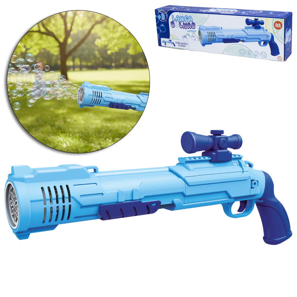 LANCA BOLHA DE SABAO PISTOLA COM LUZ A PILHA