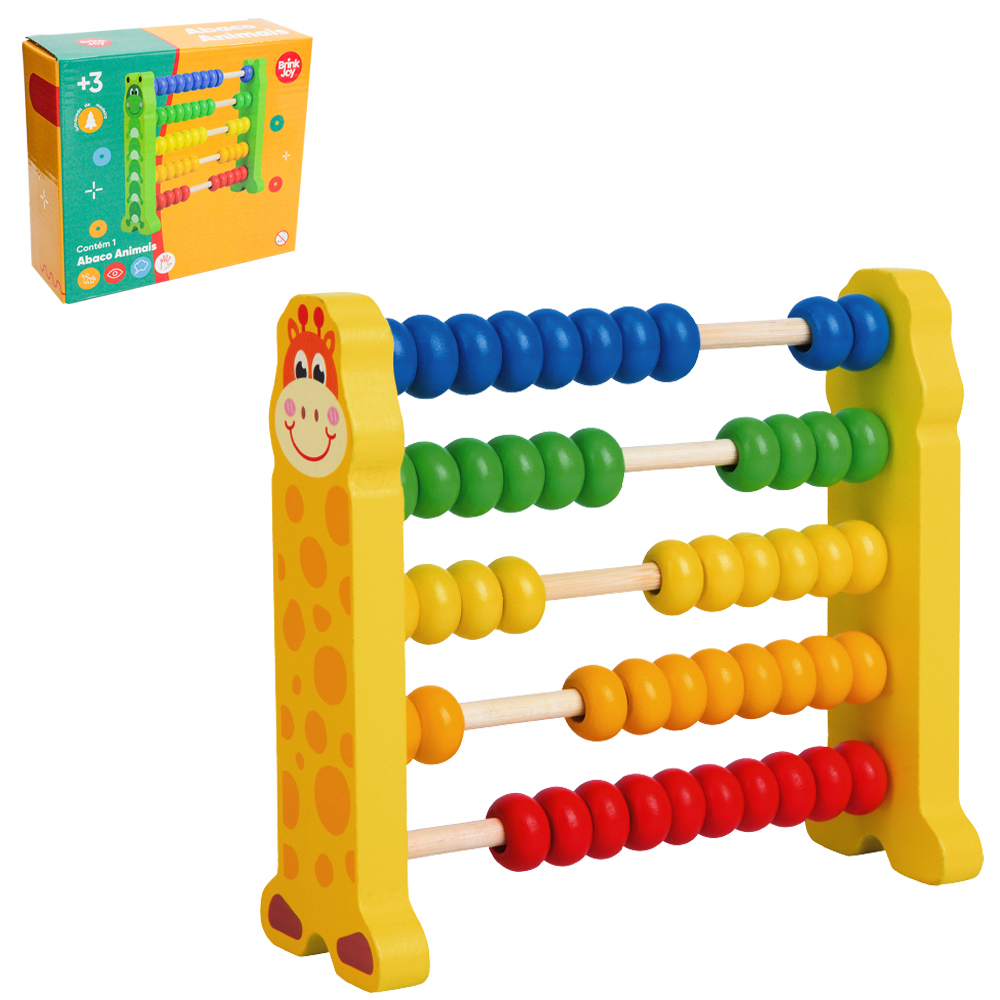 ABACO DIDATICO DE MESA DE MADEIRA ANIMAIS 15,5X14X3,5CM