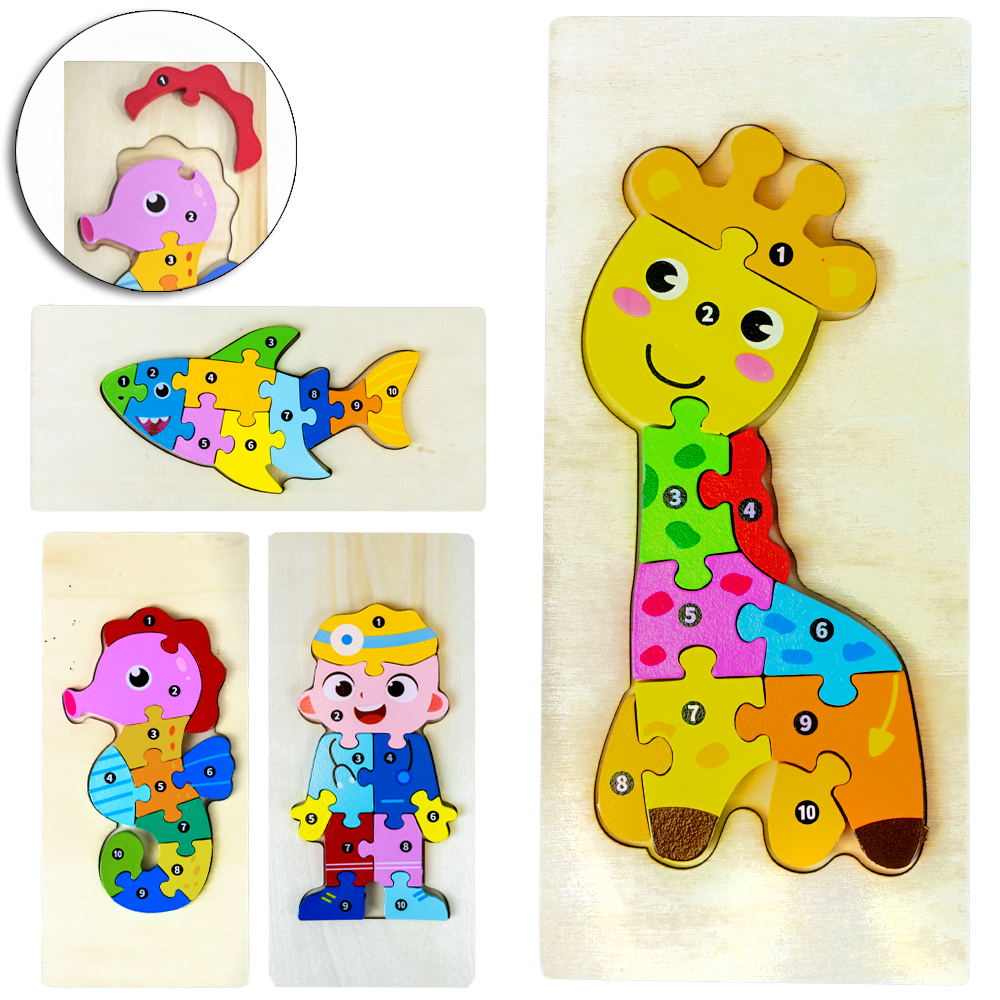 QUEBRA CABECA DE MADEIRA MDF NUMERADO SORTIDOS COM 11 PECAS DP PLAY 