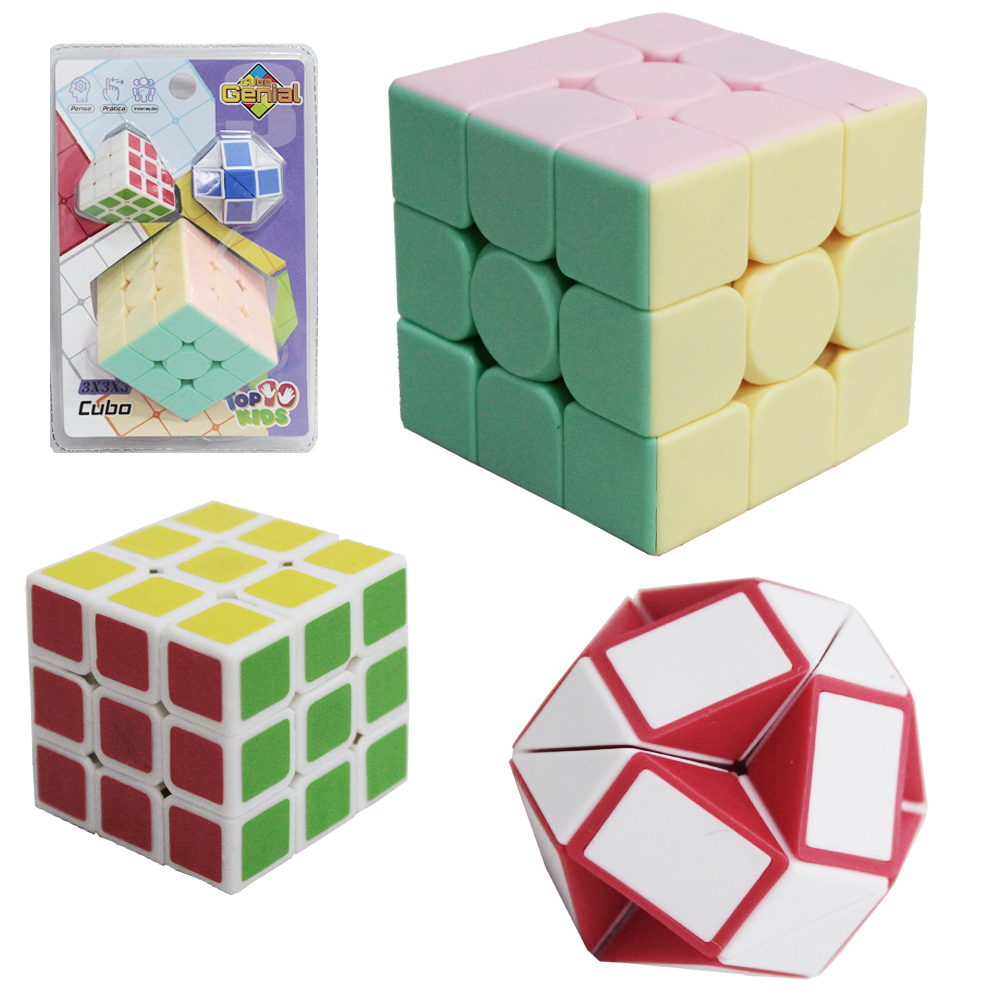 CUBO MAGICO MALUCO GRANDE / PEQUENO TOP KIDS COM 3 PECAS 6/4/3CM