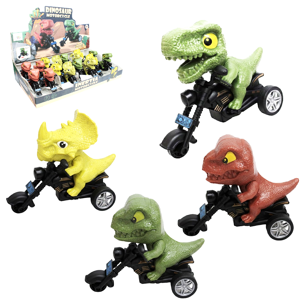 DINOSSAURO NA MOTO / TRICICLO A FRICCAO SORTIDOS 13X10X6CM DP PLAY