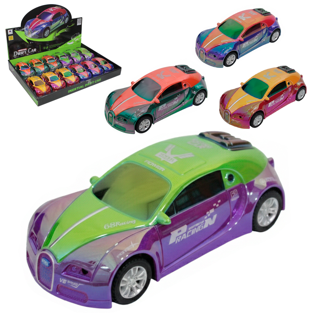 CARRO DE METAL CINTILANTE A FRICCAO DRIFT CAR COM SOM + LUZ A BATERIA DP PLAY