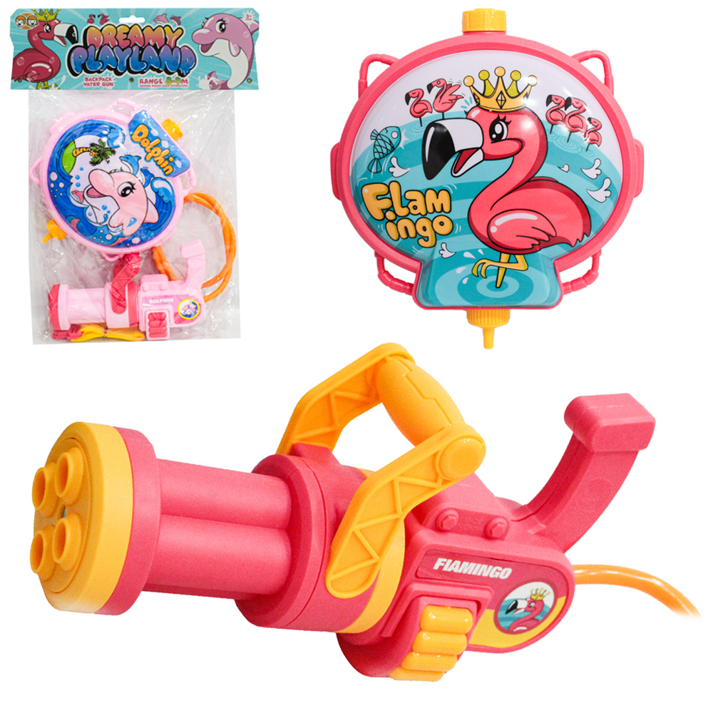 PISTOLA LANCA AGUA COM RESERVATORIO FLAMINGO / GOLFINHO DREAMY PLAYLAND