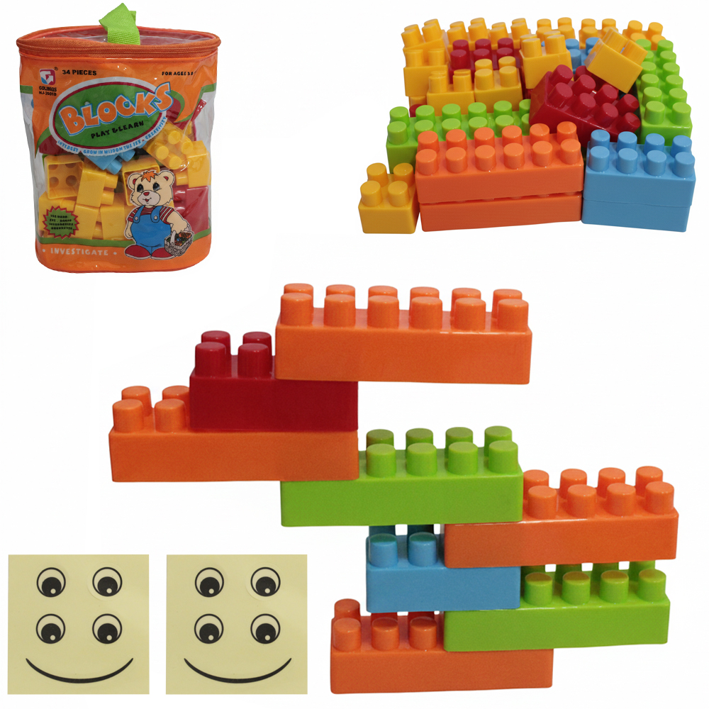 BLOCOS DE MONTAR BLOCKS COM 34 PECAS NO ESTOJO