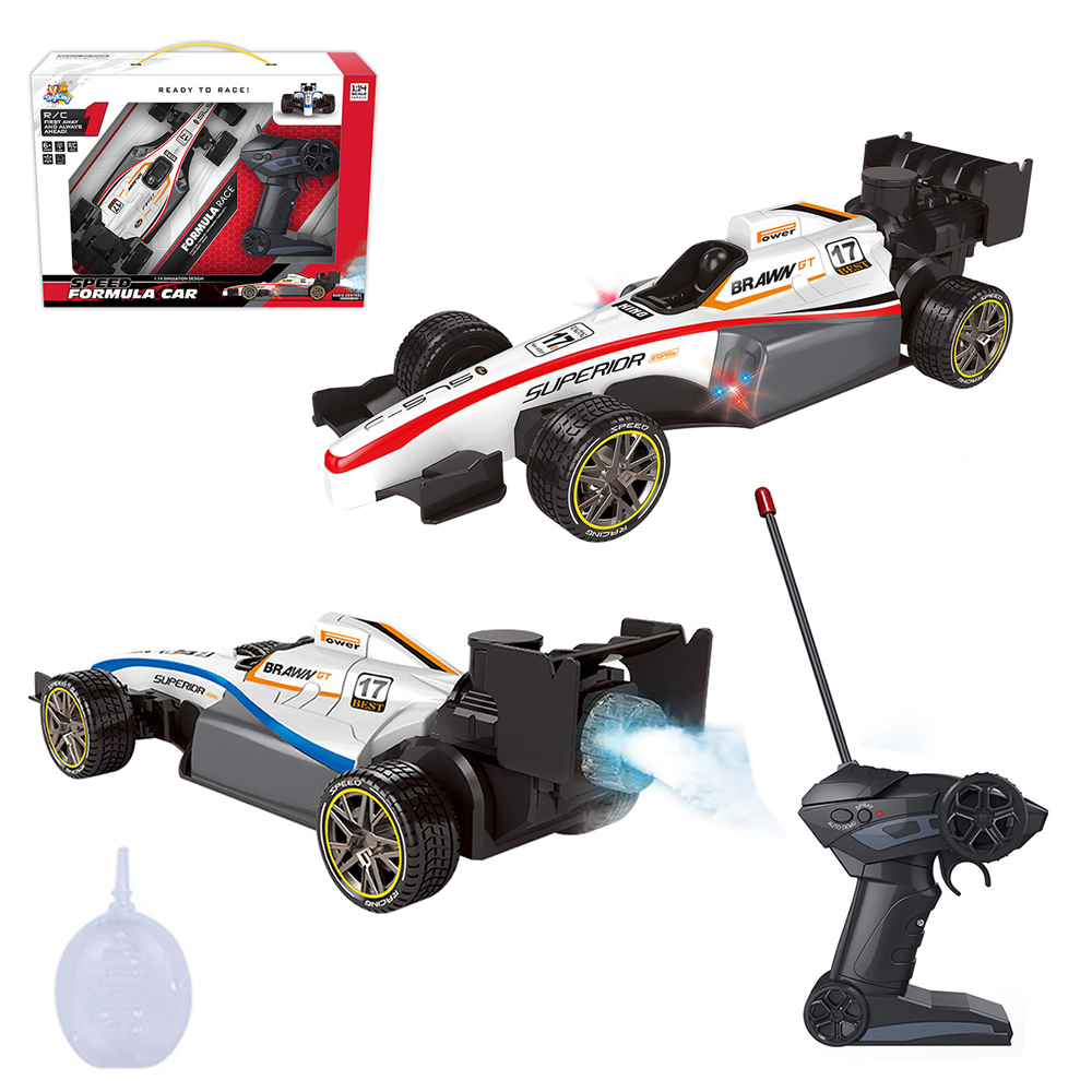 CARRO COM CONTROLE REMOTO SEM FIO FORMULA 1 RACING SOLTA FUMACA 7 FUNCOES COM LUZ A BATERIA RECARREGAVEL