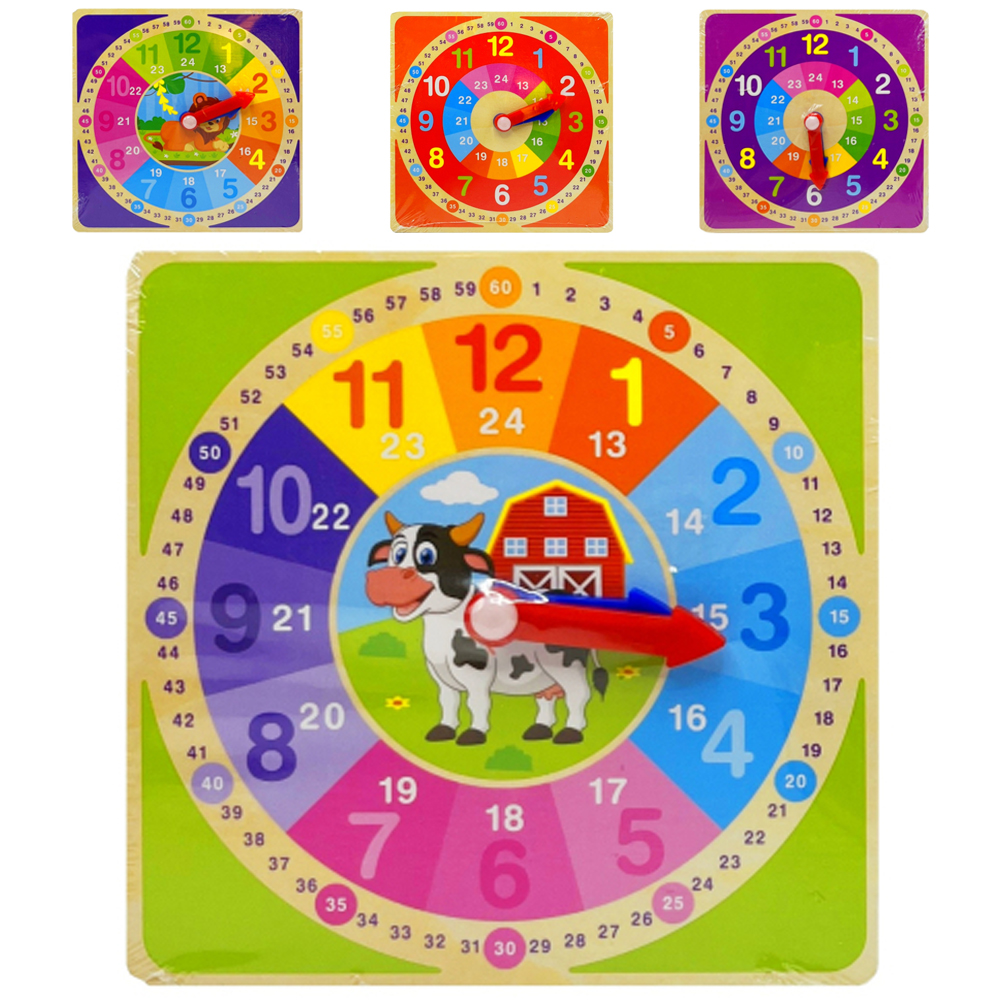 RELOGIO DIDATICO EDUCATIVO DE MADEIRA 15X15CM