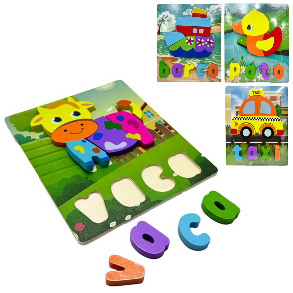 TABULEIRO DIDATICO EDUCATIVO QUEBRA CABECA DE ENCAIXE DE MADEIRA COM 11 PECAS 18X15CM