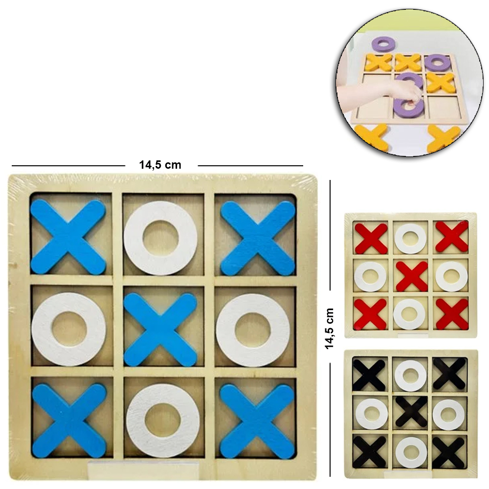 JOGO DA VELHA COM TABULEIRO + 9 PECAS 14,5X14,5CM