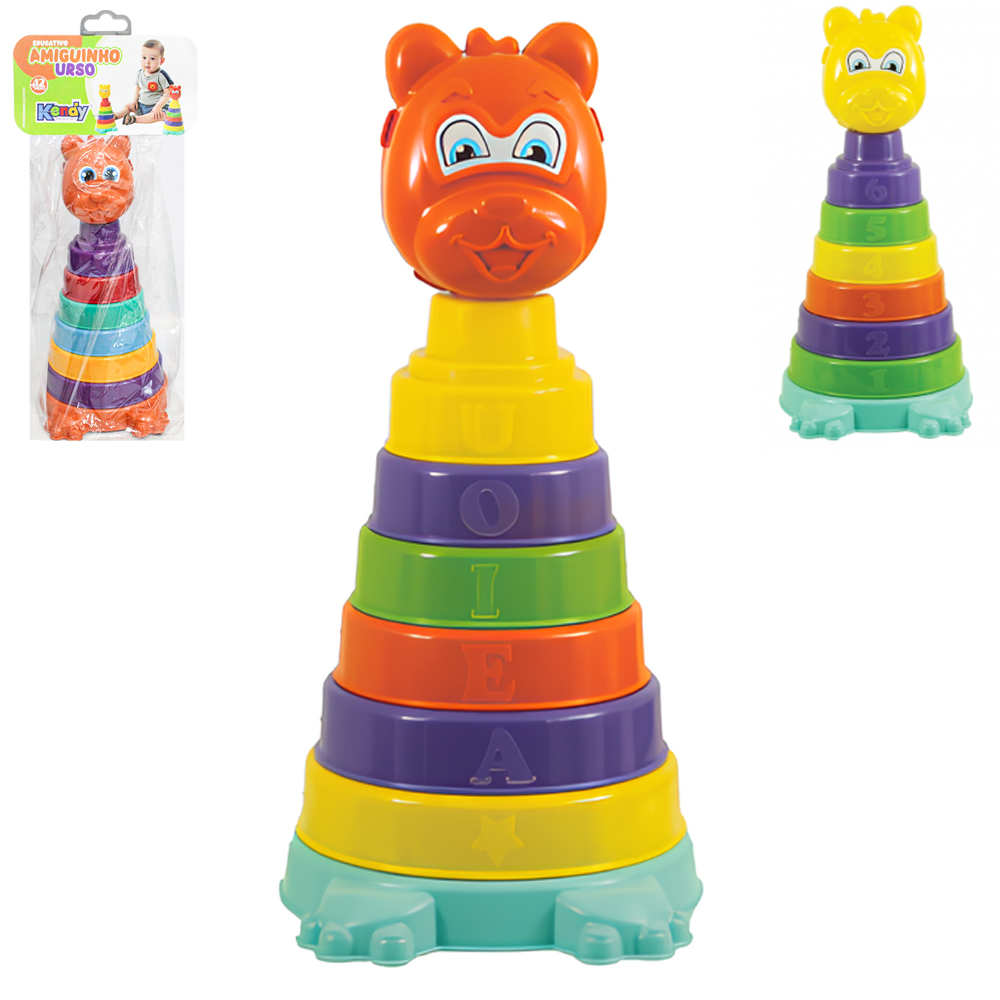 PIRAMIDE AMIGUINHO URSO ARGOLAS DIDATICO EDUCATIVO MONTA E DESMONTA