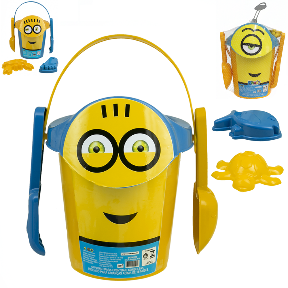 BALDE DE PRAIA COM PA + ANCINHO / RASTELO + 2 MOLDES E PENEIRA LELE NA REDE