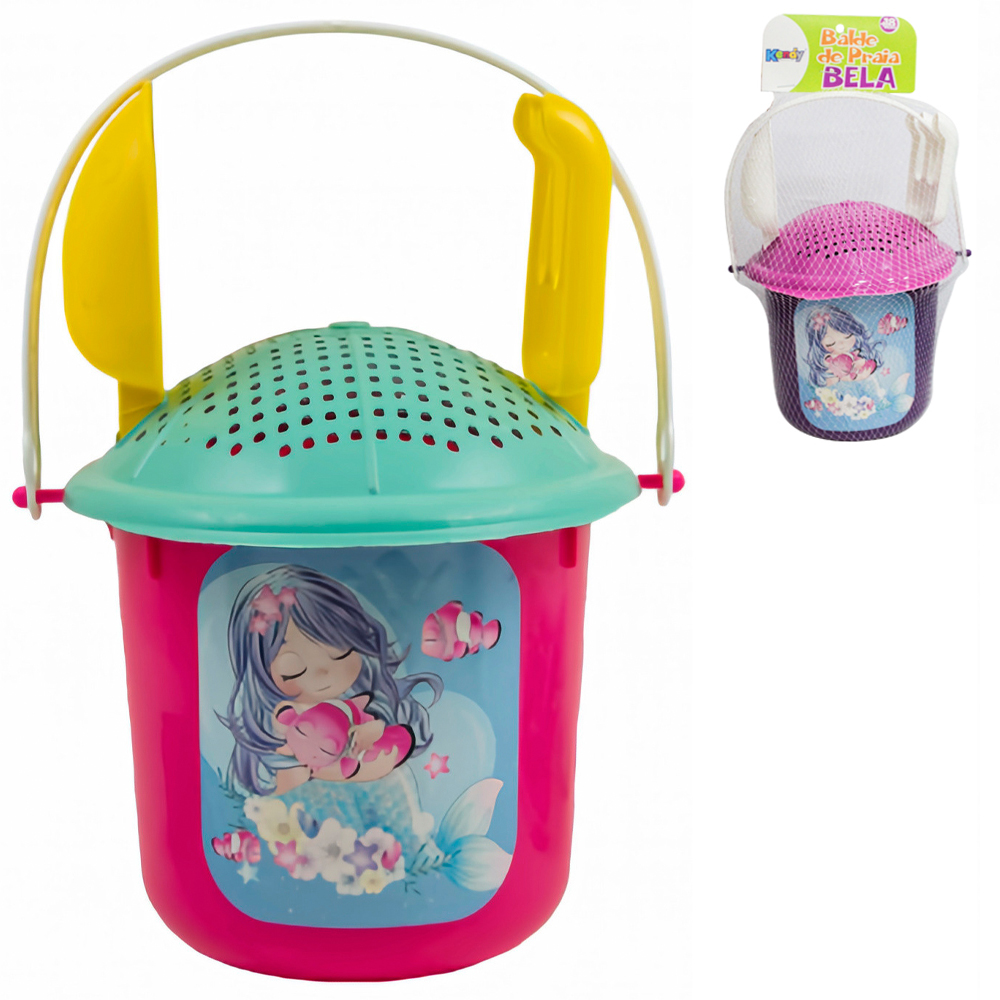 BALDE DE PRAIA COM PA + ANCINHO / RASTELO + PENEIRA BELA NA REDE