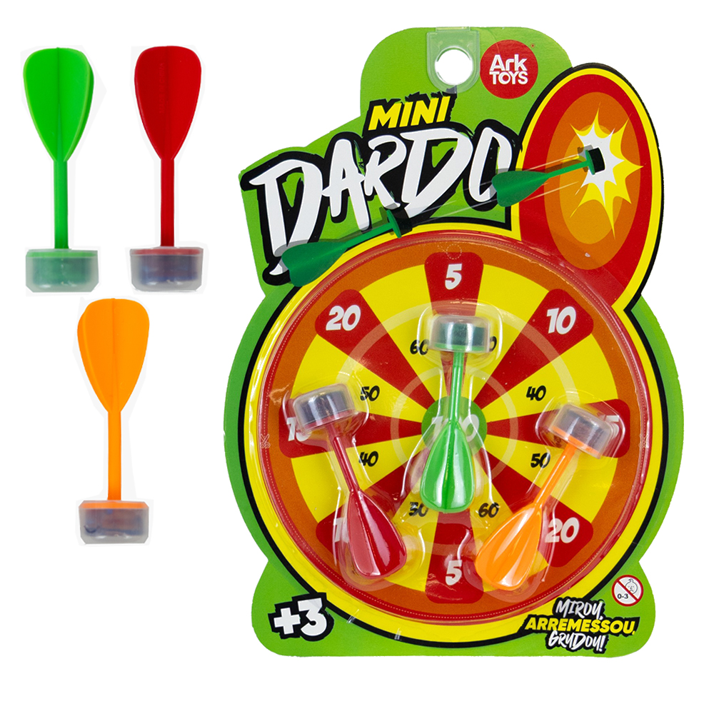 JOGO DE DARDOS COM 3 DARDOS AUTOADESIVO + ALVO 13CM DE Ø