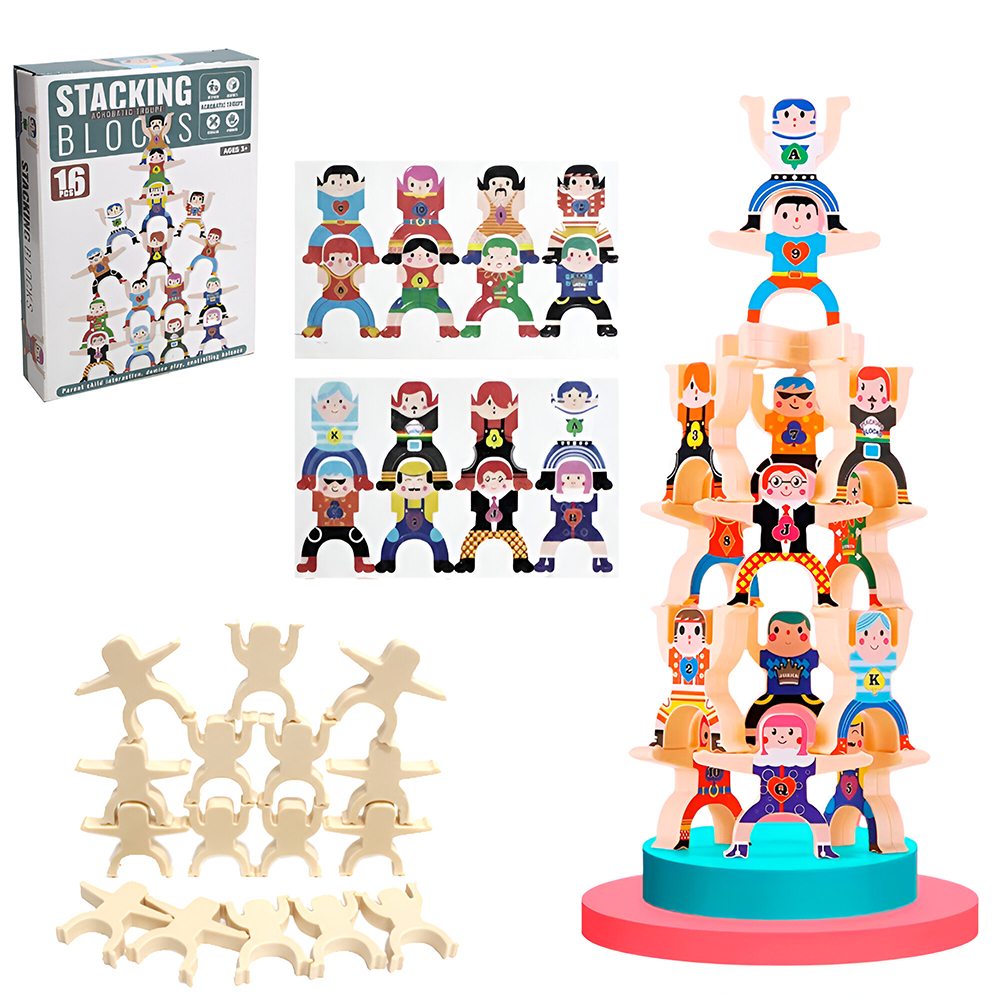 JOGO PALHACOS EQUILIBRISTAS EMPILHAVEIS COM 16 PECAS