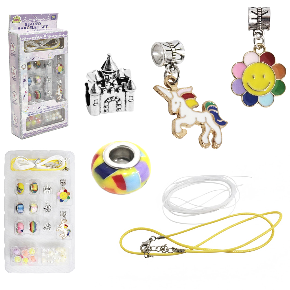 KIT BELEZA / BIJUTERIA INFANTIL COM 58 MICANGAS PULSEIRA E COLAR BEADED BRACELET SET