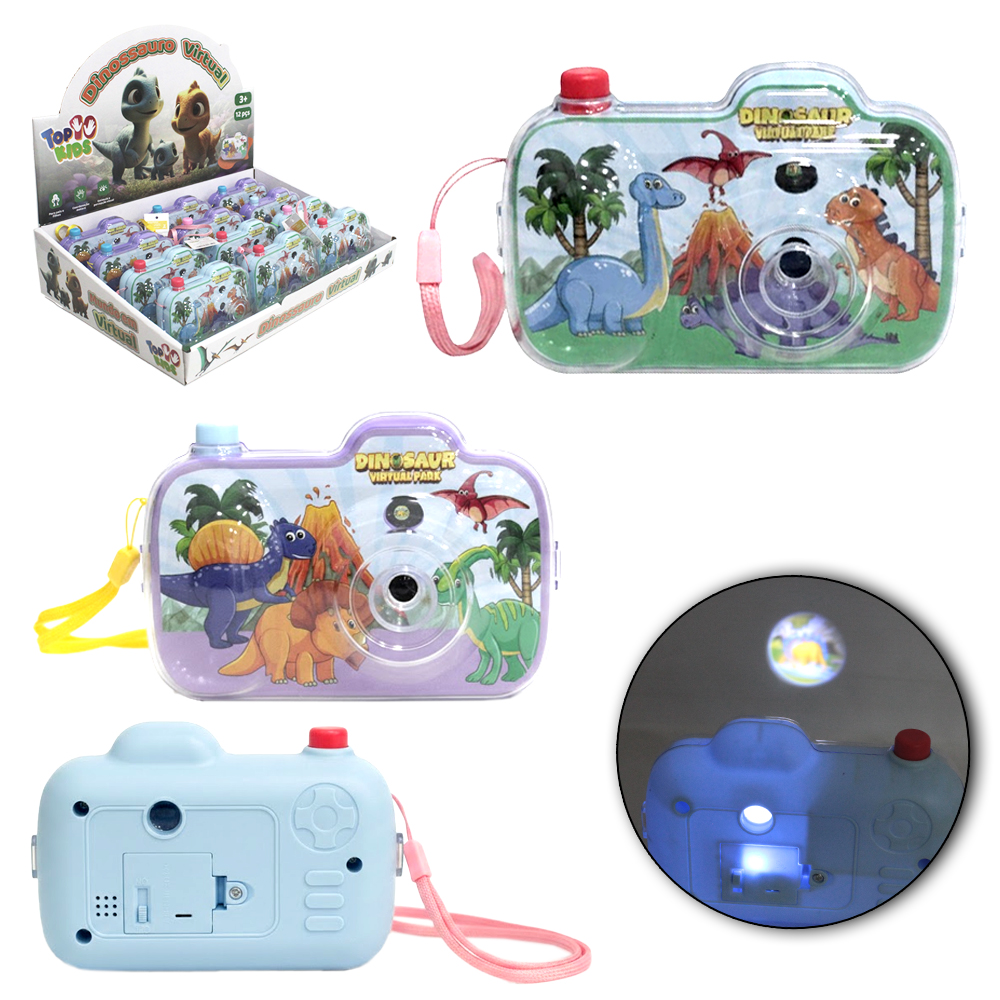 CAMERA FOTOGRAFICA INFANTIL DINOSSAURO COM PROJETOR DE IMAGEM + LUZ A BATERIA TOP KIDS DP PLAY