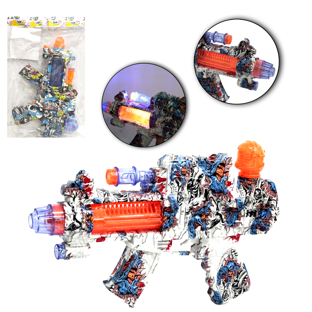 PISTOLA / METRALHADORA GRAFITADO COM SOM E LUZ A PILHA TOP KIDS