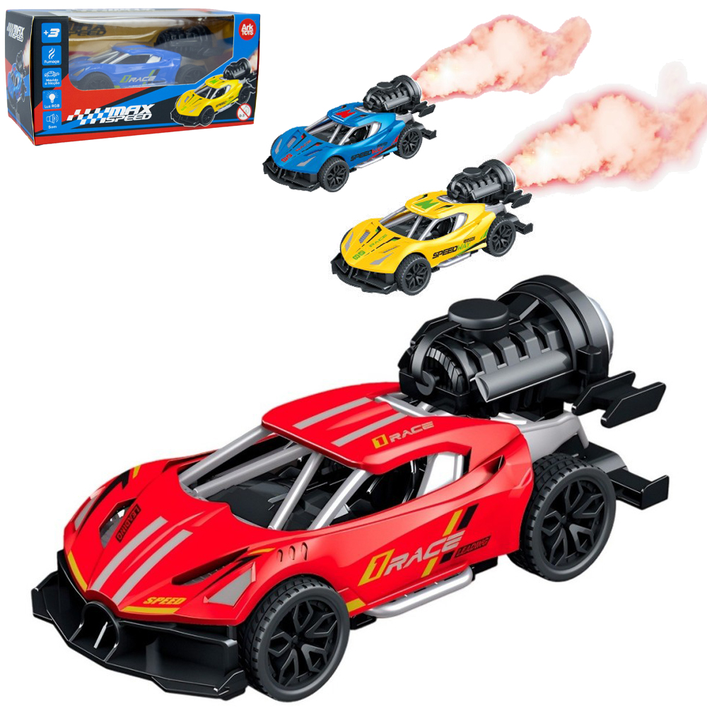 CARRO A FRICCAO MAX SPEED SOLTA FUMACA COM SOM E LUZ A PILHA