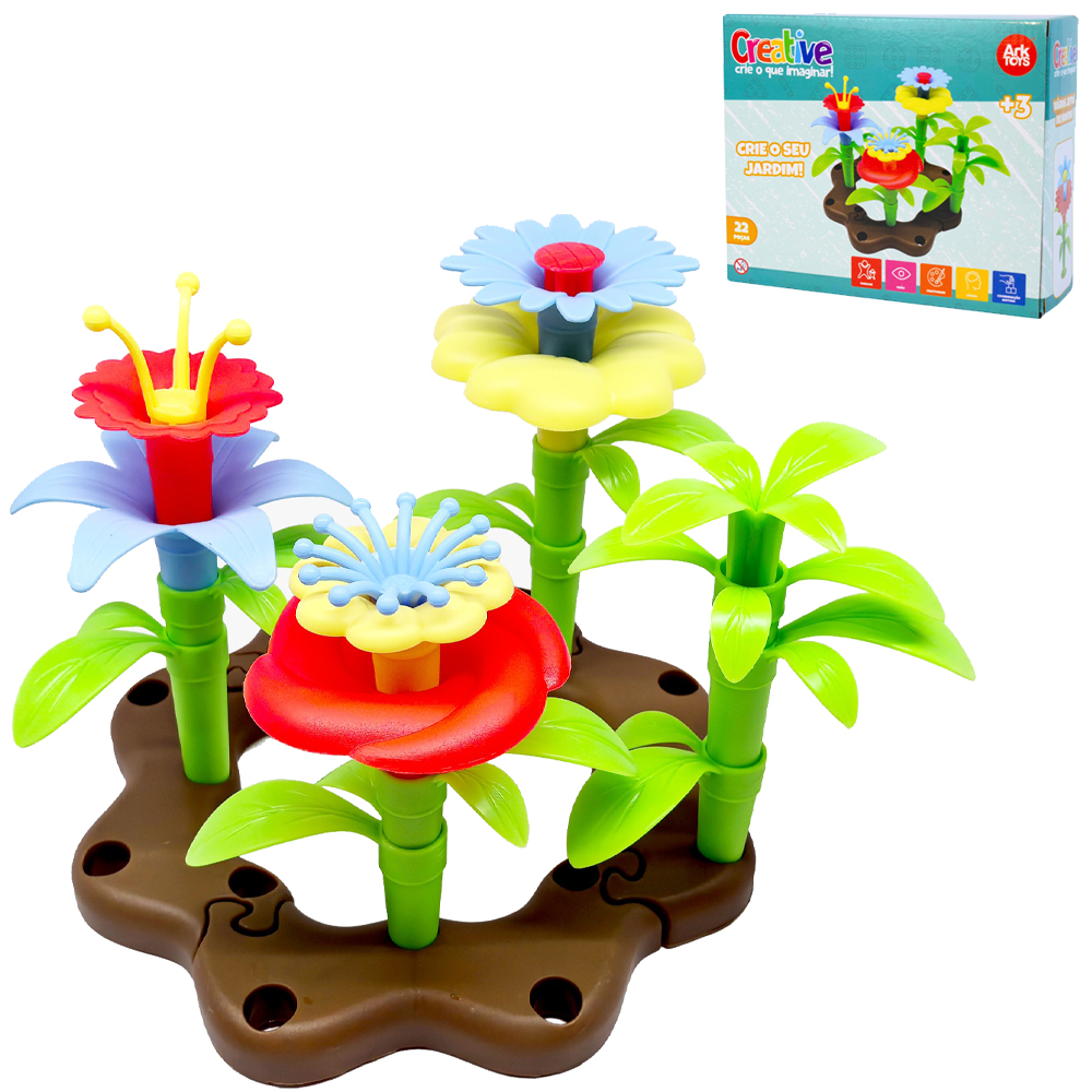 BRINQUEDO MONTA E DESMONTA CREATIVE JARDIM COMPATIVEL COM BLOCOS DE MONTAR BLOCKS 22 PECAS