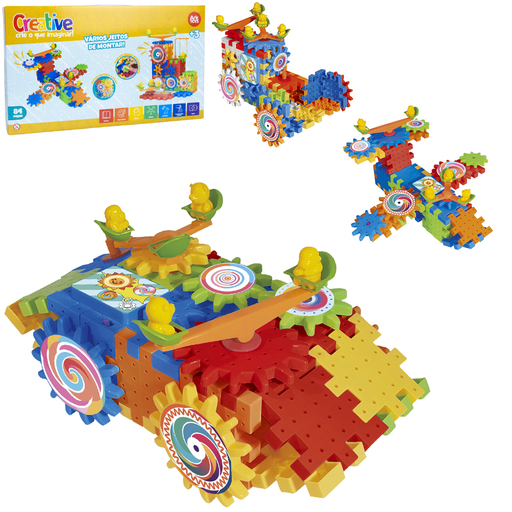 BRINQUEDO MONTA E DESMONTA CREATIVE A PILHA 84 PECAS