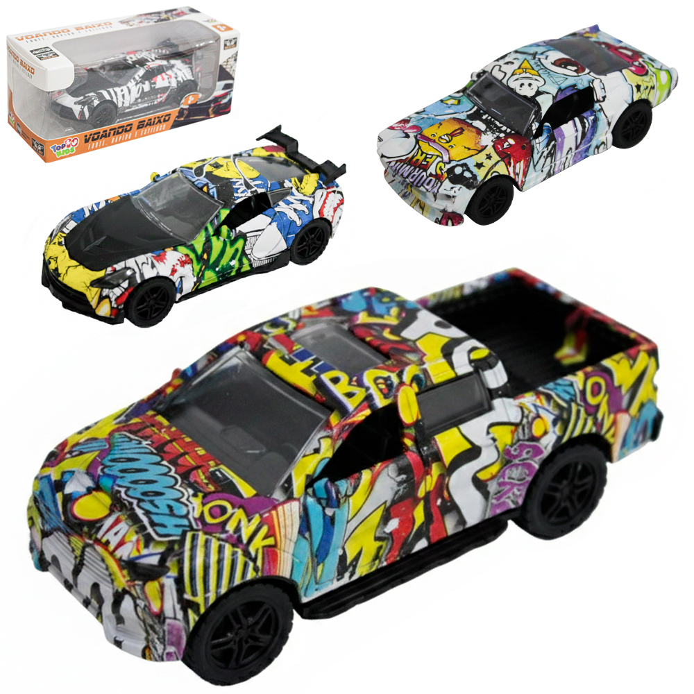 CARRO DE METAL GRAFITADO A FRICCAO PULL BACK VOANDO BAIXO TOP KIDS