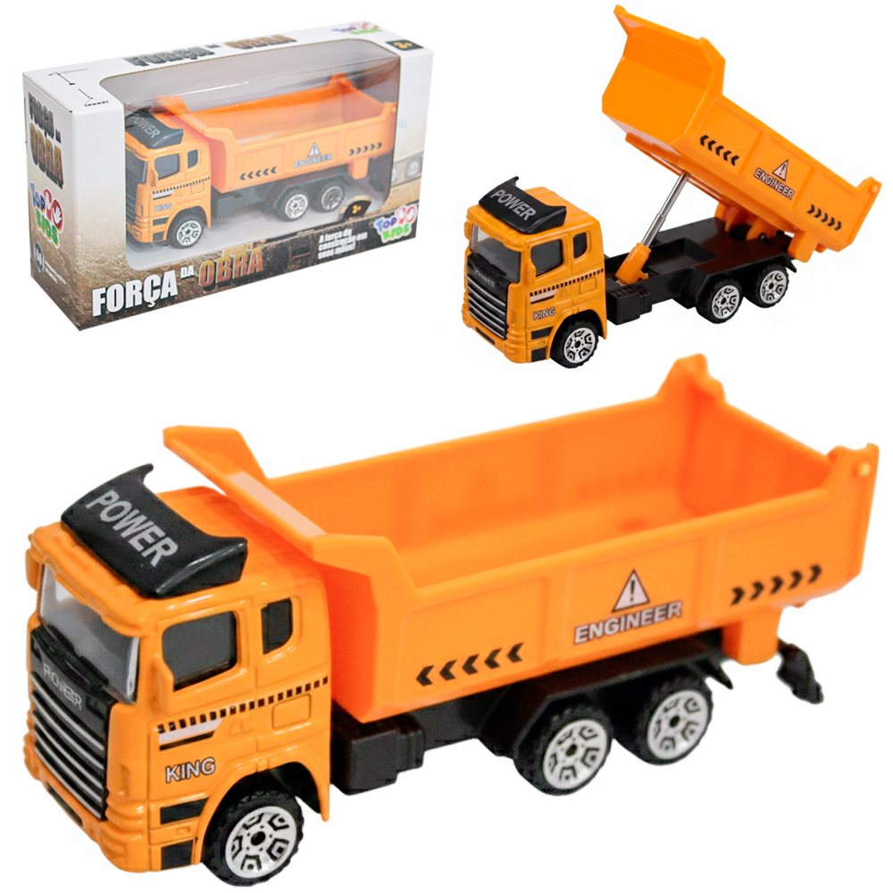 CAMINHAO DE METAL CONSTRUCAO CACAMBA / BASCULANTE FORCA DA OBRA TOP KIDS RODA LIVRE