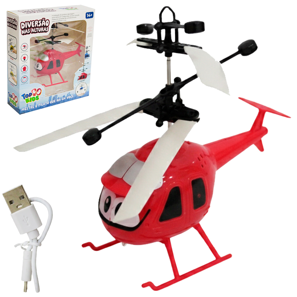 HELICOPTERO DRONE COM SENSOR DE APROXIMACAO RECARREGAVEL USB + LUZ TOP KIDS